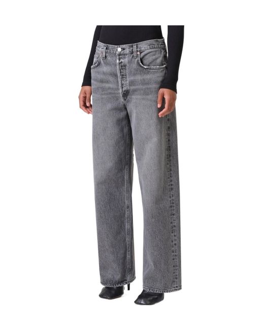 Agolde Black Low Rise Wide-Leg Jeans