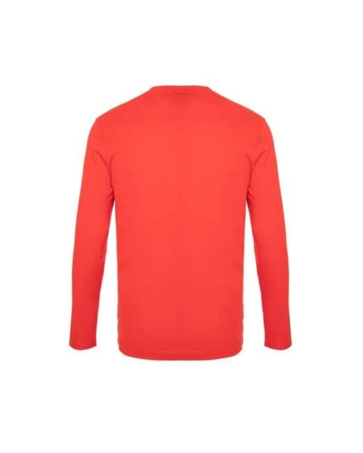 Paul & Shark Red T-Shirt With Round Neck And Long Sleeves for men