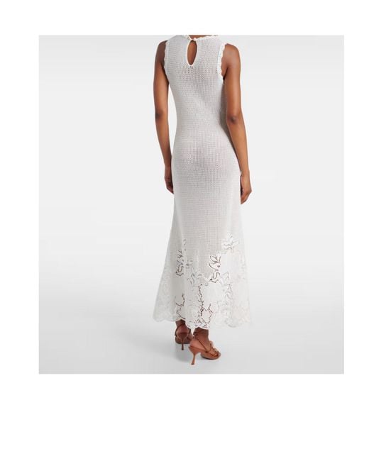 Erdem White Open-Knit Cotton Maxi Dress