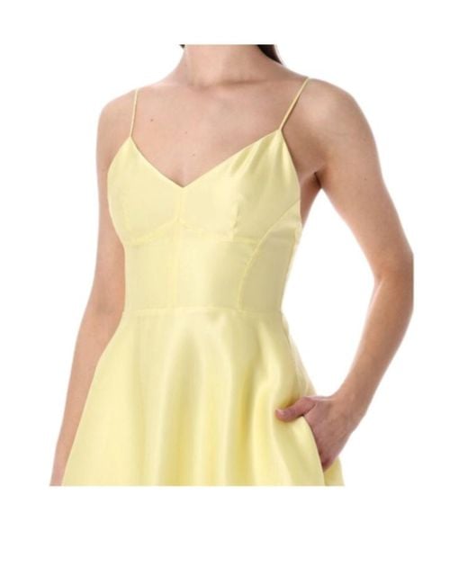 Alberta Ferretti Yellow Silk Organza Midi Dress