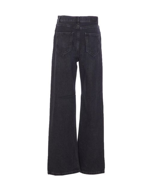 Twinset Blue Crystal Appliqué Wide-Leg Jeans