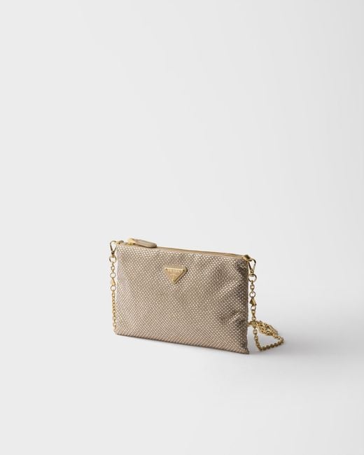 Prada Gray Mini Crystal-Studded Bag With Shoulder Strap