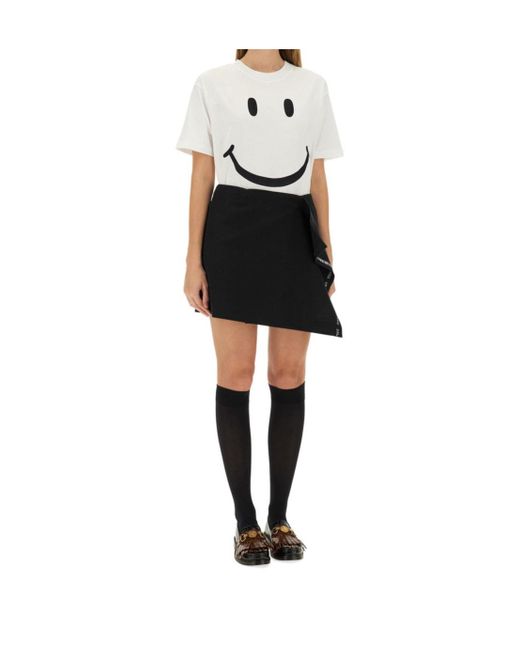 Moschino White Smile Printed Crewneck T-Shirt
