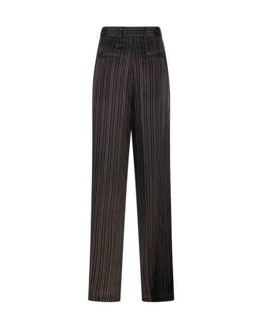 Dries Van Noten Black Striped Wide-Leg Trousers