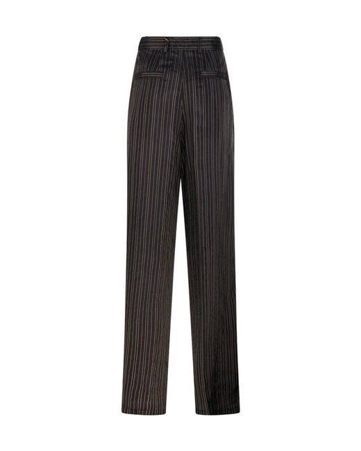 Dries Van Noten Black Striped Trousers