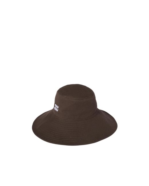 Miu Miu Brown Logo-Embroidered Bucket Hat