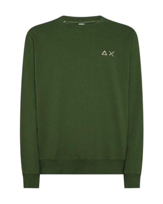 Sun 68 Green Logo-Embroidered Crewneck Sweatshirt for men