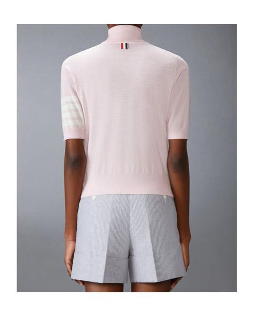 Thom Browne Pink Roll Neck Knitted Jumper