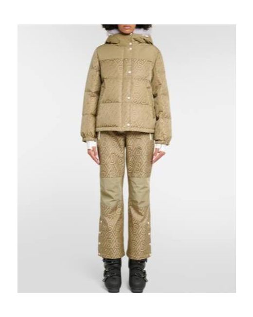 Yves Salomon Green Logo Shearling-Trimmed Down Jacket