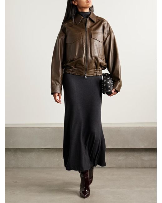 Staud Brown Eugene Leather Jacket