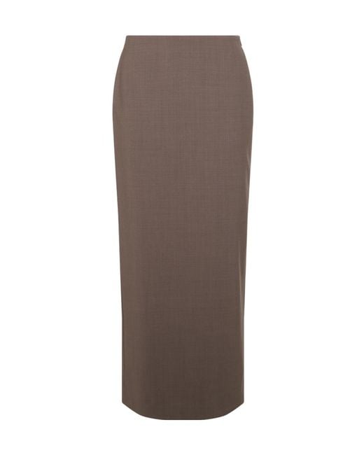 Brunello Cucinelli Brown Pencil Maxi Skirt