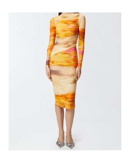 Pinko Orange Midi Dresses