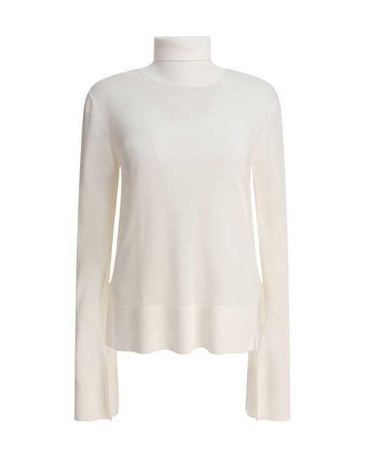 Totême White Totême High Neck Knitted Blouse