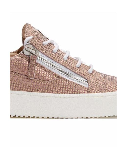 Giuseppe Zanotti Pink Logo Plaque Lace-Up Sneakers