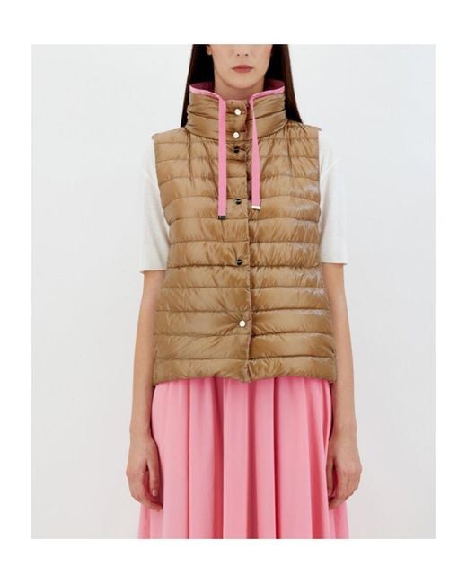 Herno Pink High-Neck Drawstring Reversible Padded Gilet