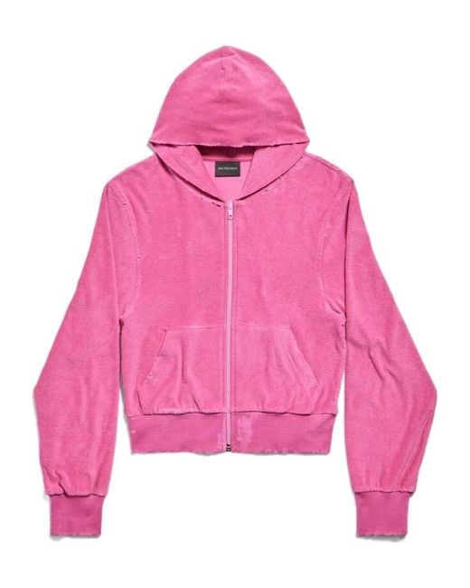 Balenciaga Pink Logo Embellished Zip-Up Jacket
