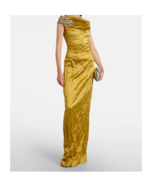 Erdem Metallic Embellished Off-Shoulder Satin Gown