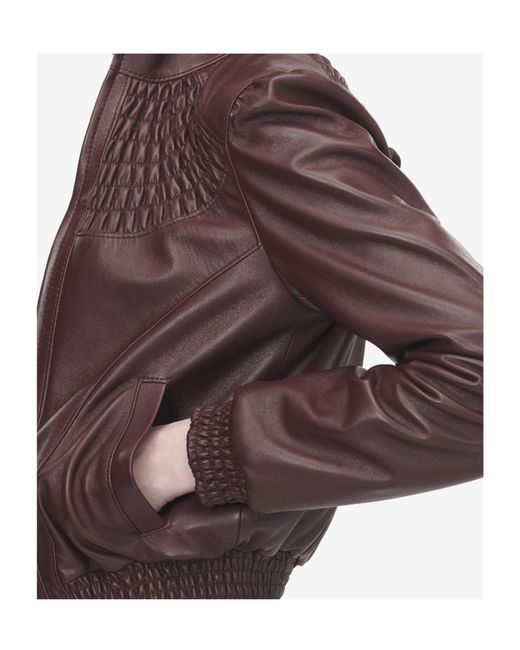 McQueen Brown Smocking Leather Jacket