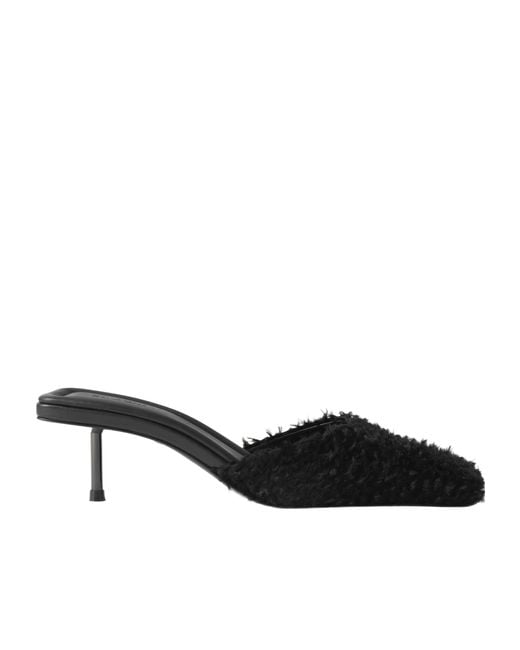 St. Agni Black Square-Toe Mules