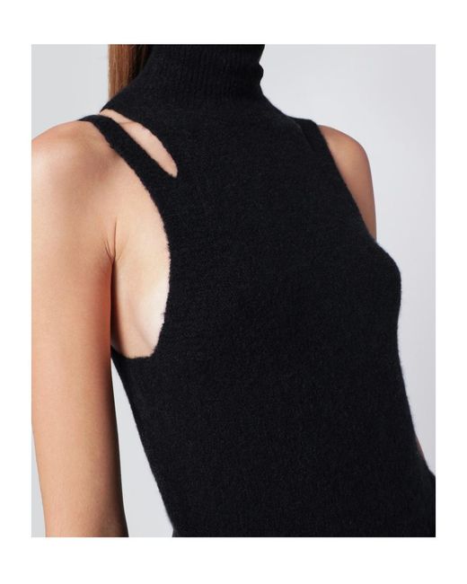 Roberto Collina Black Sleeveless Turtleneck Knitwear
