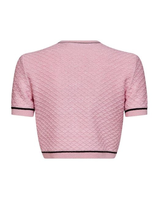 Self-Portrait Pink Flower Knit Top