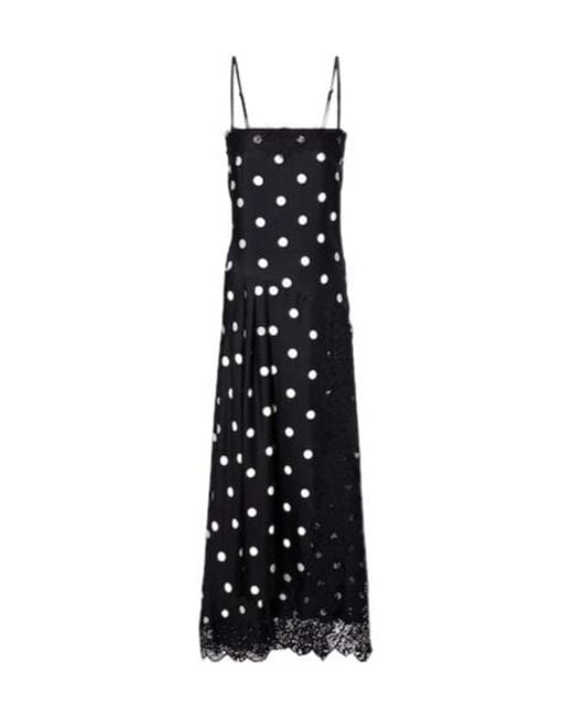 Sportmax Black Capo Polka-Dot Silk Slip Dress
