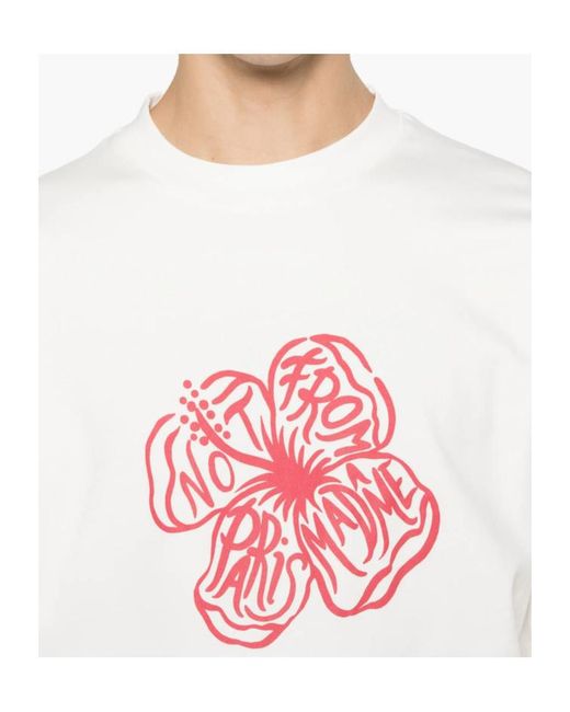 Drole de Monsieur White Drôle De Monsieur Slogan Hibiscus T-Shirt for men