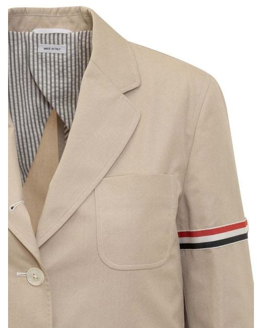 Thom Browne Natural Single Breasted Cropped Jacket