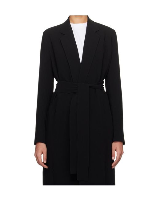 The Row Black Strap-Up Long-Sleeved Coat