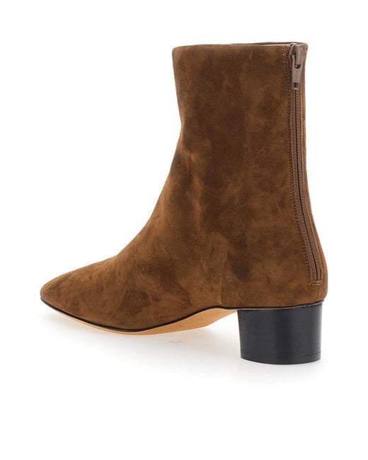 Le Monde Beryl Brown Carole Block Heel Ankle Boots