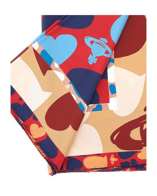 Vivienne Westwood Blue Hearts And Orbs Scarf