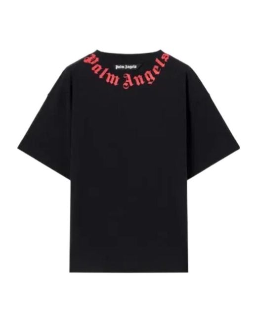 Palm Angels Black Logo Printed Crewneck T-Shirt for men