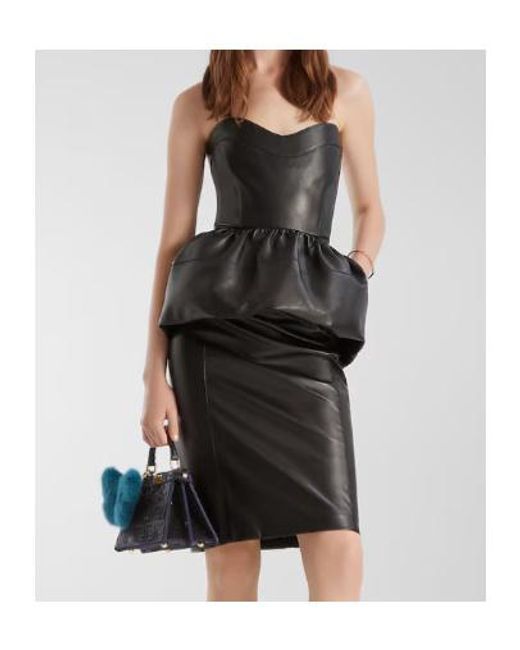 Fendi Black Strapless Peplum Midi Dress