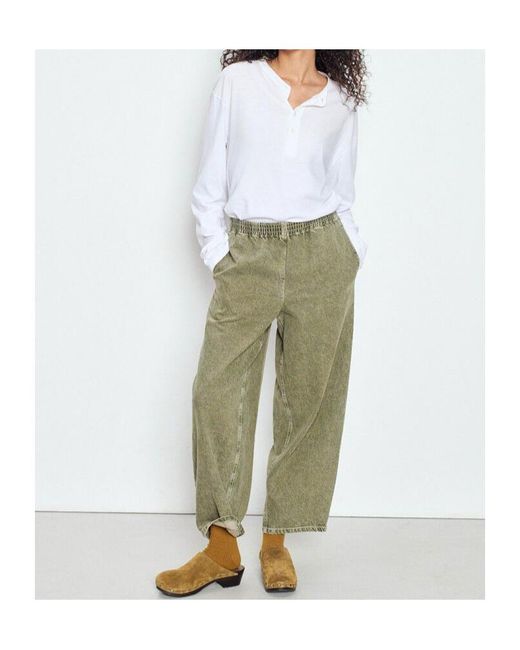 American Vintage Green Elastic-Waist Casual Trousers