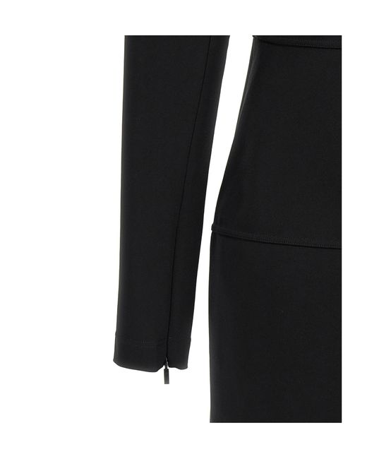 Fendi Black Techno V-Neck Jersey Midi Dress
