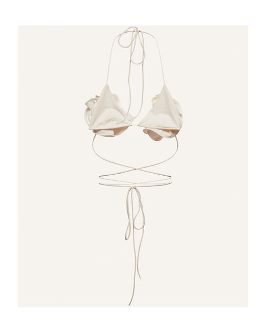 Magda Butrym White Floral Strappy Triangle Bikini Top