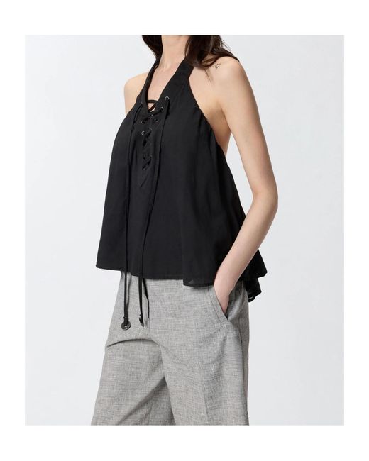Pinko Black Laces And Texan Detailed Lightweight Top