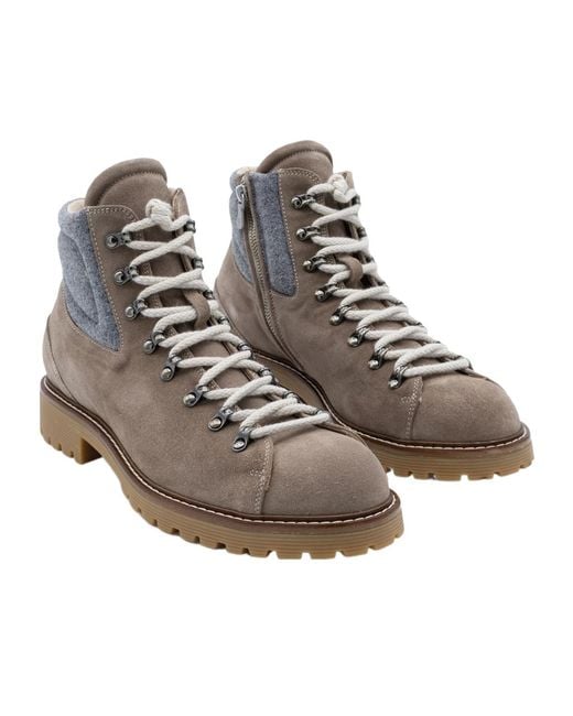Eleventy Gray Padded Lace-Up Boots for men