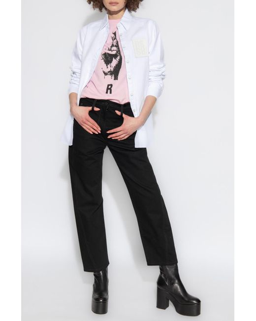 Raf Simons White Logo-Patch Long-Sleeve Shirt