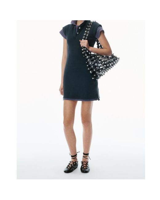 T By Alexander Wang Blue Alexander Wang Layered Short-Sleeve Shirt Dress