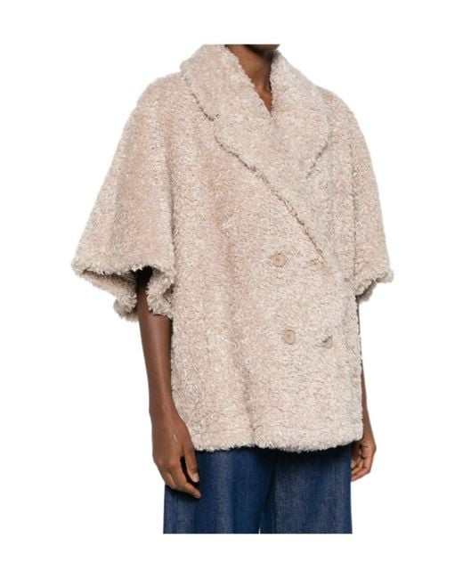 Herno Natural Double-Breasted Faux-Shearling Jacket