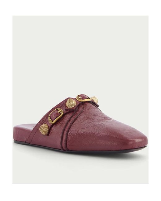 Balenciaga Brown Cargole Stud Embellished Slippers