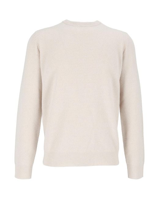 Peserico White Crew-Neck Long-Sleeve Knit Top for men