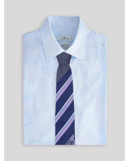 Etro Blue Patchwork Pointed Tip Tie for men