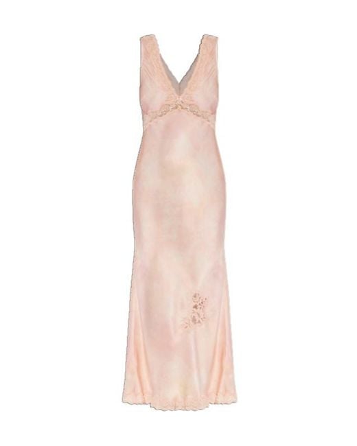 LoveShackFancy Pink Bier Embellished Midi Dress