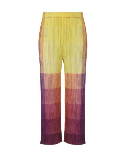 Pleats Please Issey Miyake Photon Trousers in Yellow | Lyst