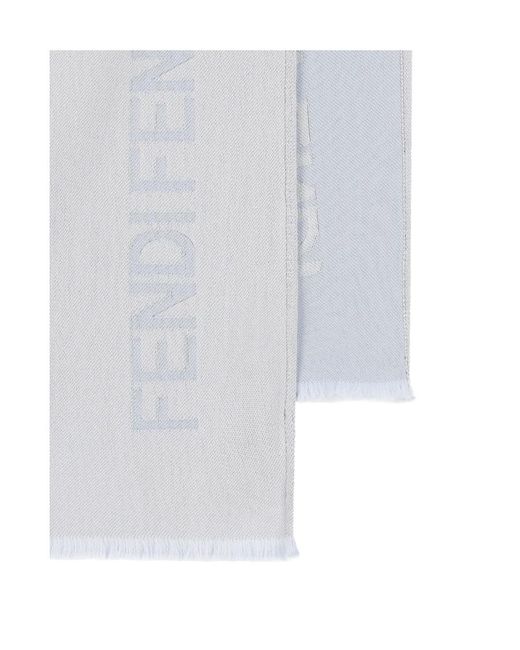 Fendi White Rectangular Logo Scarf for men