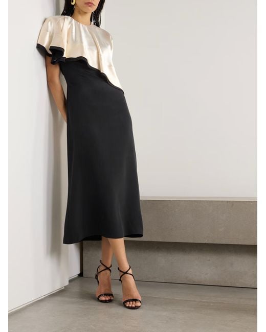 Altuzarra Black Topolino Layered Silk-Satin Midi Dress