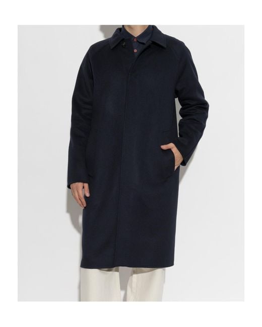 Kiton Blue Collared Long-Sleeved Coat for men
