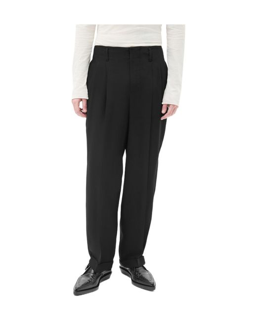 Ann Demeulemeester Black Agdar Pleated Tapered Trousers for men
